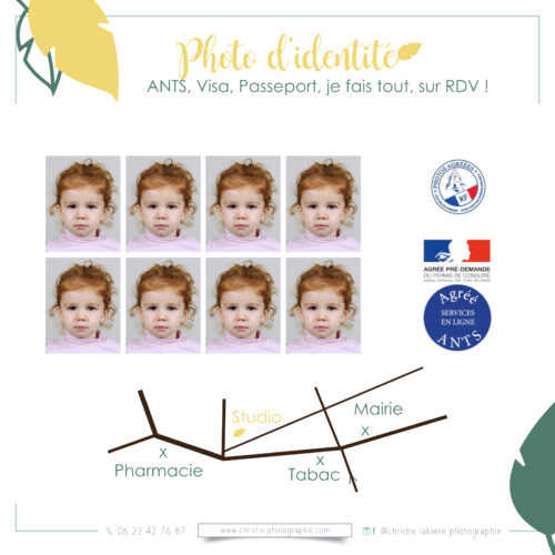 planche de 8 photos d'identité aux normes francaise pour papiers officiel et permis ANTS